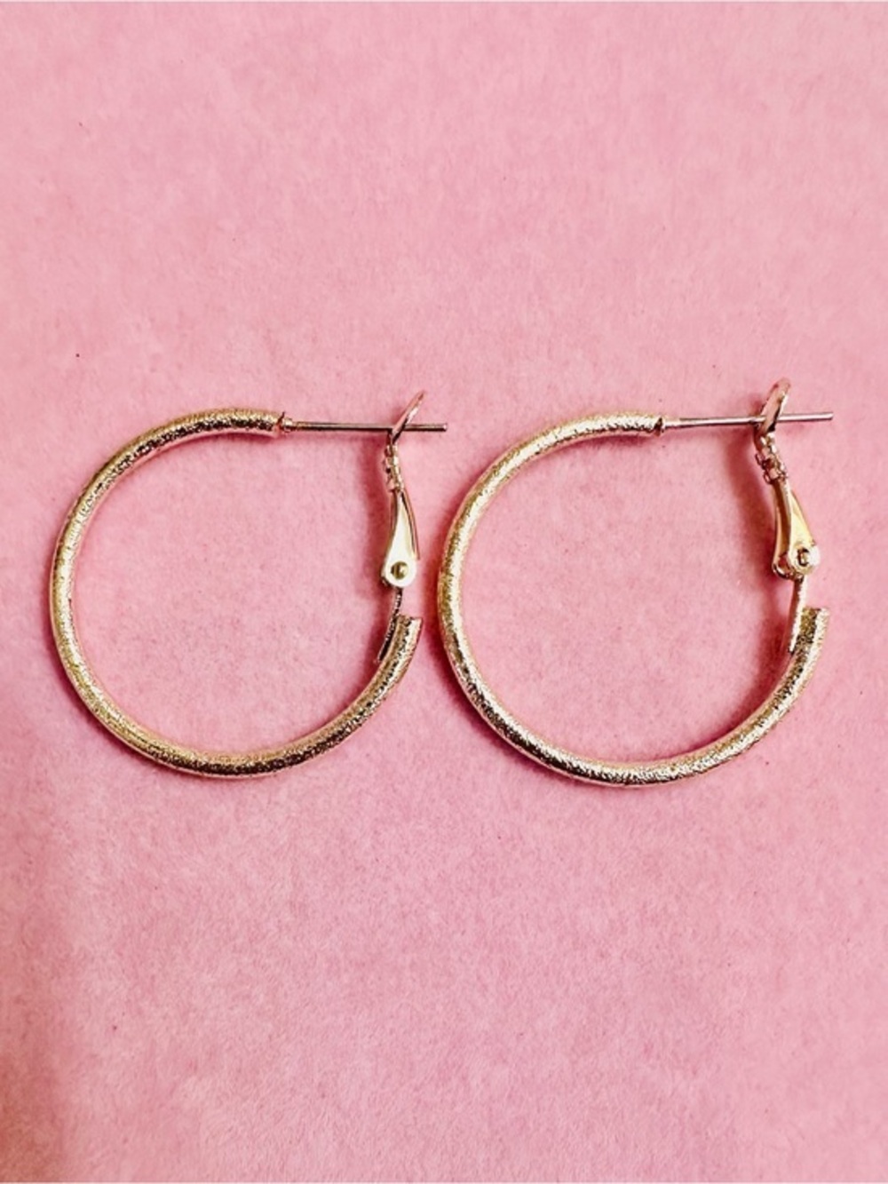 Gold Tone Textured Hoop Earrings